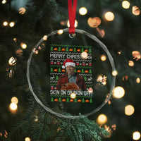 Ed Gein Christmas Crystal Glass Ornament Funny Merry Christmas Skin On Or Skin Off Turkey - Wonder Print Shop