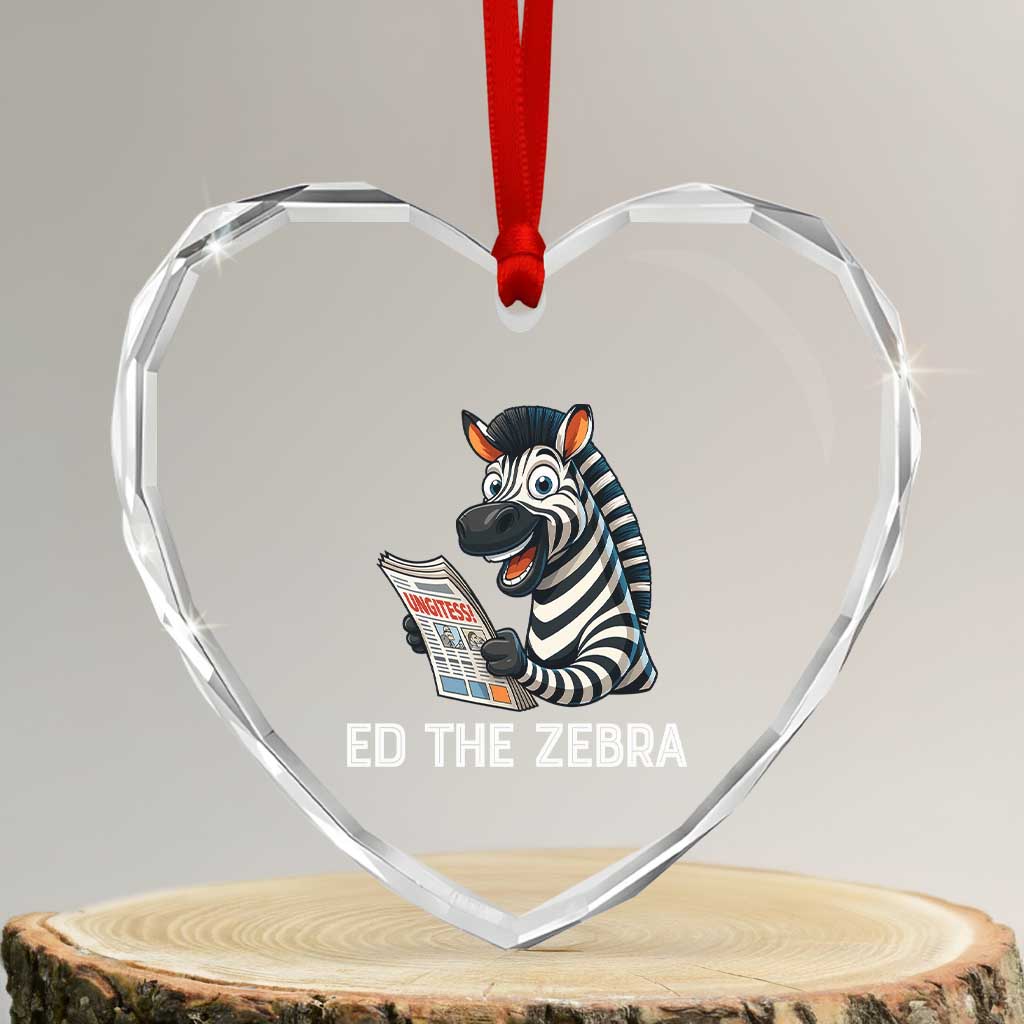 Ed the Zebra Meme Heart Crystal Glass Ornament Funny Viral Animal Escape Internet Humor Fans - Wonder Print Shop