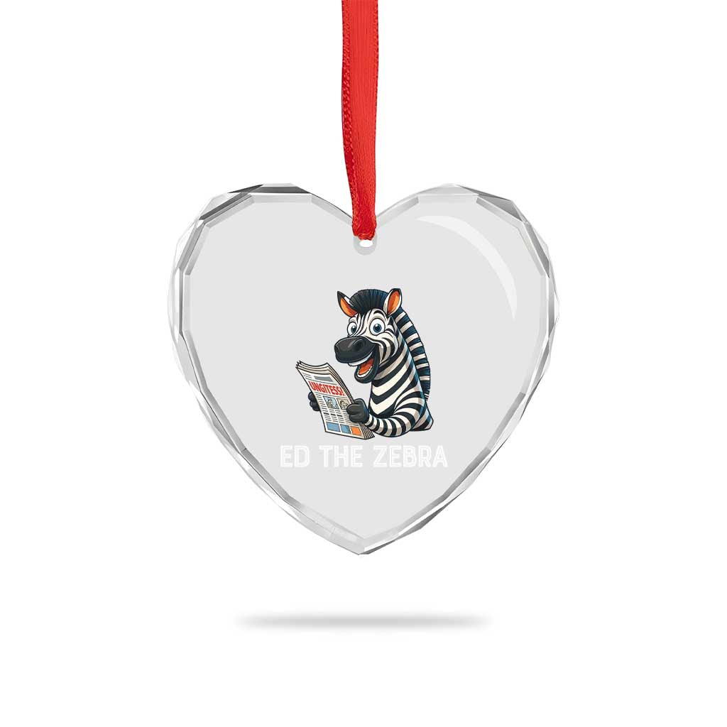 Ed the Zebra Meme Heart Crystal Glass Ornament Funny Viral Animal Escape Internet Humor Fans - Wonder Print Shop