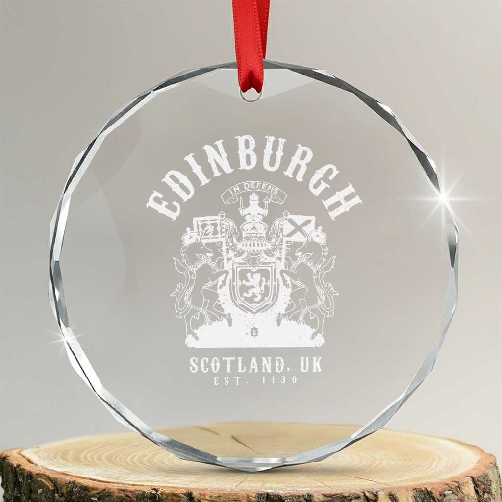 Edinburgh Scotland UK Est 1130 Crystal Glass Ornament Royal Coat of Arms In Defens Historic Crest Graphic