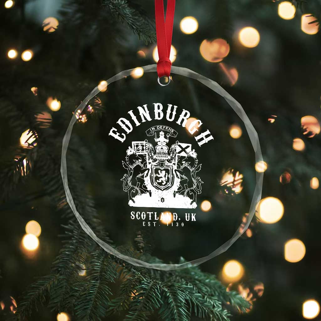Edinburgh Scotland UK Est 1130 Crystal Glass Ornament Royal Coat of Arms In Defens Historic Crest Graphic
