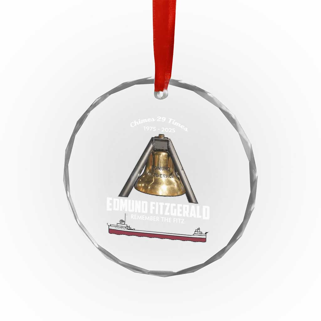 Edmund Fitzgerald 50th Anniversary Tribute Crystal Glass Ornament Chimes 29 Times 1975 2025 Memorial - Wonder Print Shop