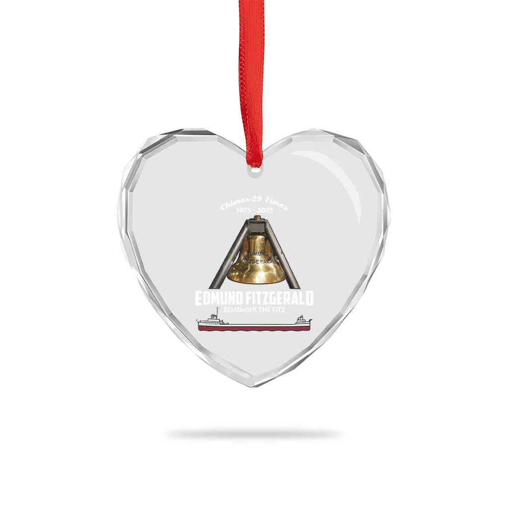 Edmund Fitzgerald 50th Anniversary Tribute Heart Crystal Glass Ornament Chimes 29 Times 1975 2025 Memorial - Wonder Print Shop