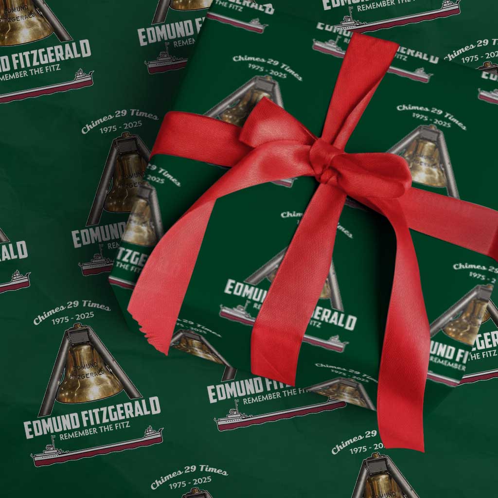 Edmund Fitzgerald 50th Anniversary Tribute Wrapping Paper Roll Chimes 29 Times 1975 2025 Memorial - Wonder Print Shop