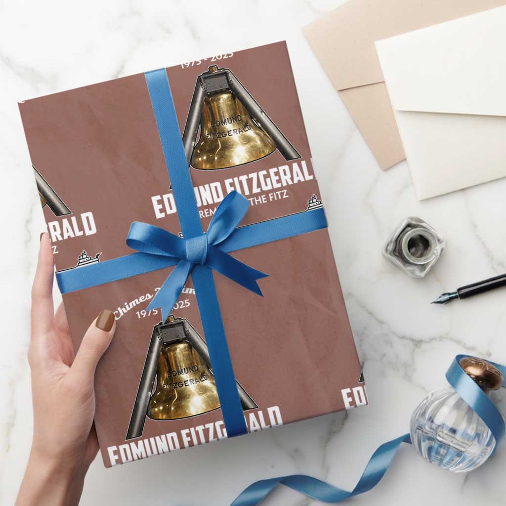 Edmund Fitzgerald 50th Anniversary Tribute Wrapping Paper Roll Chimes 29 Times 1975 2025 Memorial - Wonder Print Shop