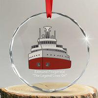 Edmund Fitzgerald Tribute Crystal Glass Ornament The Legend Lives On Great Lakes Freighter Memorial - Wonder Print Shop