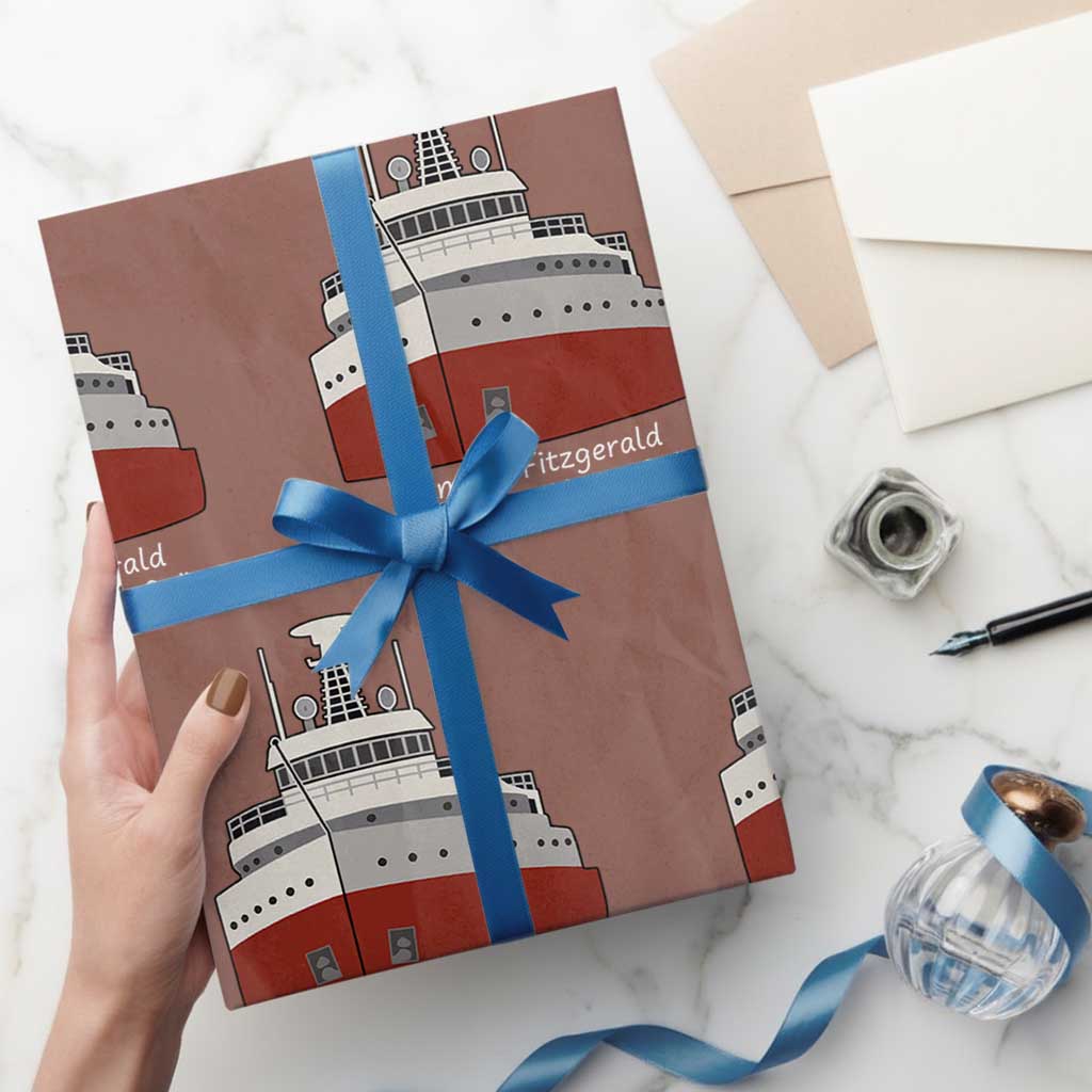 Edmund Fitzgerald Tribute Wrapping Paper Roll The Legend Lives On Great Lakes Freighter Memorial - Wonder Print Shop
