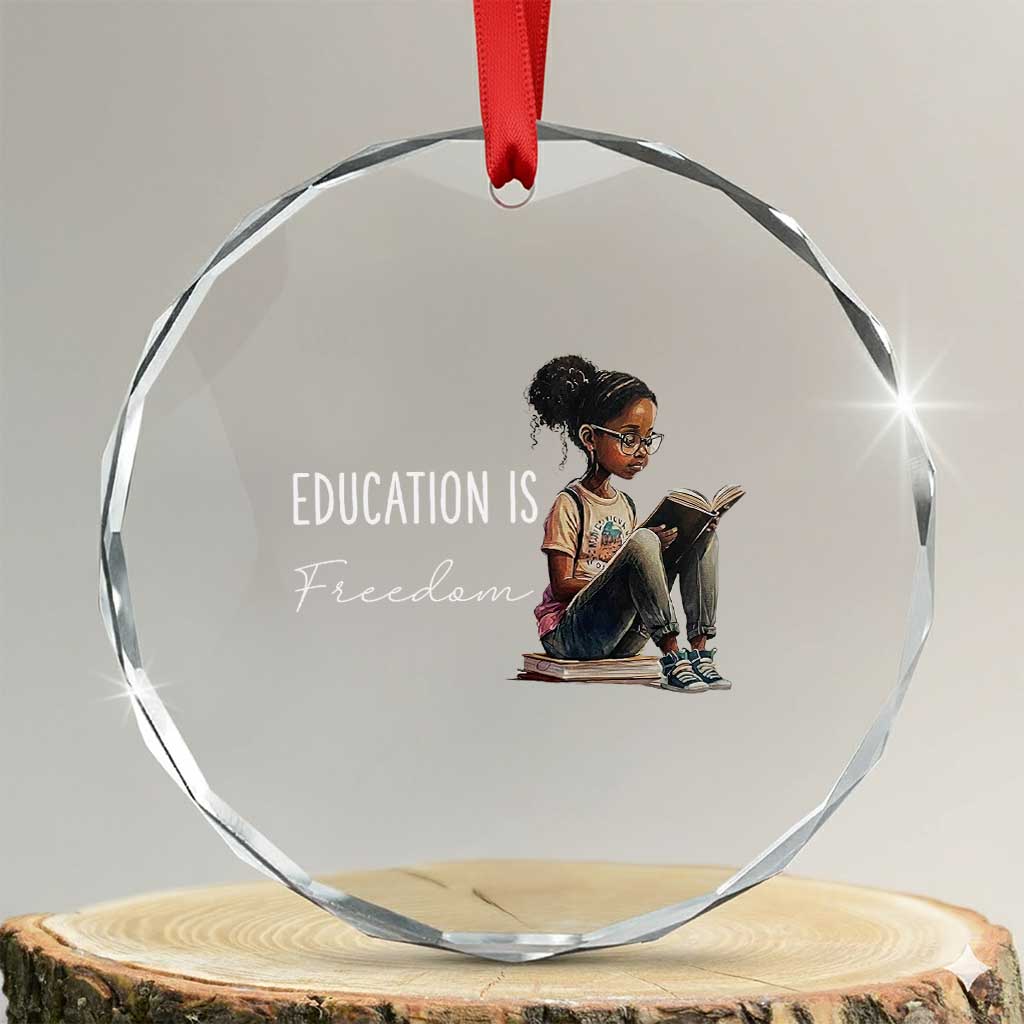 Education Freedom Crystal Glass Ornament Black Teacher Books - Wonder Print Shop