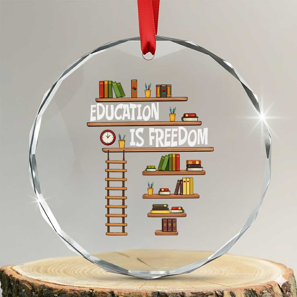 Education Is Freedom Crystal Glass Ornament African American History Africa Map Books - Wonder Print Shop