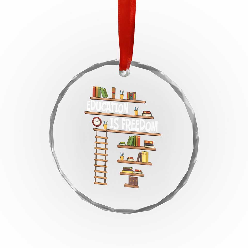 Education Is Freedom Crystal Glass Ornament African American History Africa Map Books - Wonder Print Shop