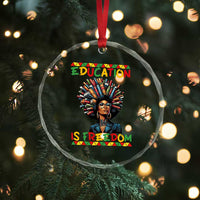 Education Is Freedom Crystal Glass Ornament Black History Month Gift For Teachers - Wonder Print Shop