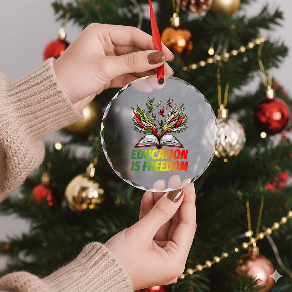 Education Is Freedom Crystal Glass Ornament Inspirational Black Teacher Gift - Wonder Print Shop
