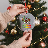 Education Is Freedom Crystal Glass Ornament Inspirational Black Teacher Gift - Wonder Print Shop