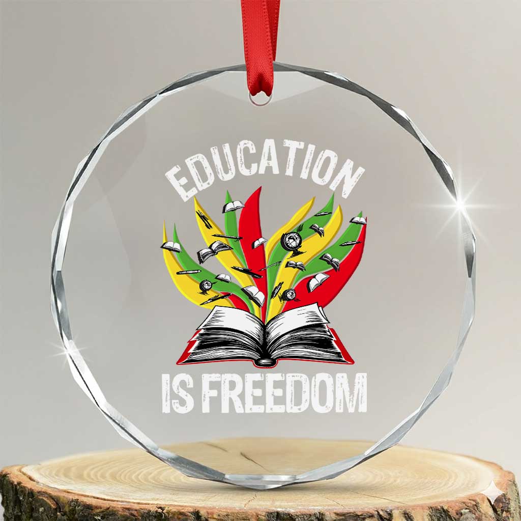 Education Is Freedom Crystal Glass Ornament Teaching Black History Month Books TS02