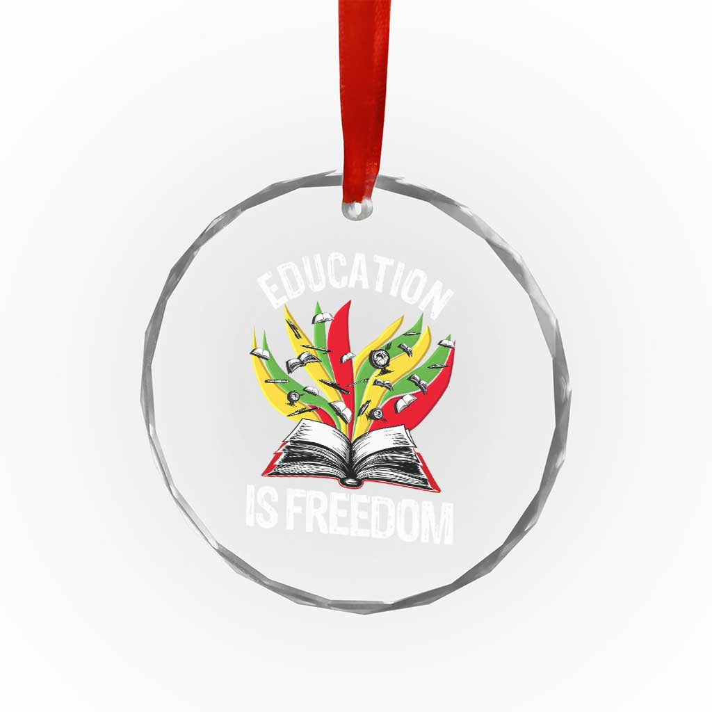 Education Is Freedom Crystal Glass Ornament Teaching Black History Month Books TS02