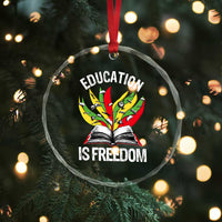 Education Is Freedom Crystal Glass Ornament Teaching Black History Month Books TS02