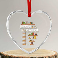 Education Is Freedom Heart Crystal Glass Ornament African American History Africa Map Books - Wonder Print Shop