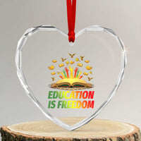 Education Is Freedom Heart Crystal Glass Ornament Black Education Teacher Gift - Wonder Print Shop