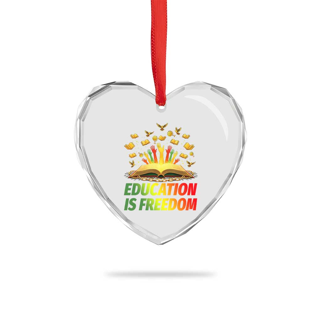 Education Is Freedom Heart Crystal Glass Ornament Black Education Teacher Gift - Wonder Print Shop