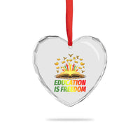 Education Is Freedom Heart Crystal Glass Ornament Black Education Teacher Gift - Wonder Print Shop