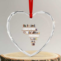 Education Is Freedom Heart Crystal Glass Ornament Black History Month Teacher Black Leaders Figure