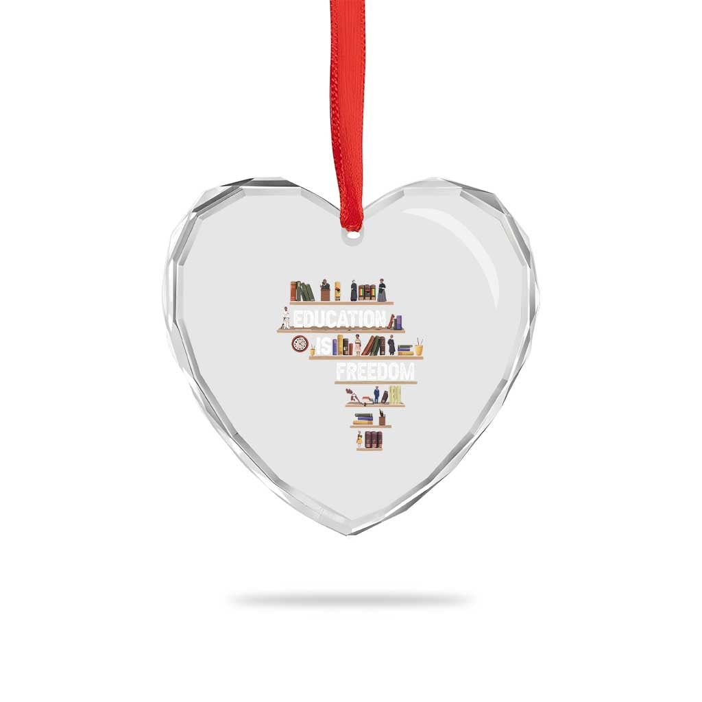 Education Is Freedom Heart Crystal Glass Ornament Black History Month Teacher Black Leaders Figure