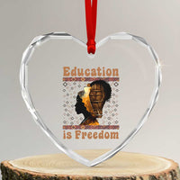 Education Is Freedom Heart Crystal Glass Ornament Black History Women Teacher Gift - Wonder Print Shop