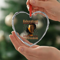 Education Is Freedom Heart Crystal Glass Ornament Black History Women Teacher Gift - Wonder Print Shop