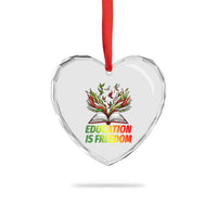 Education Is Freedom Heart Crystal Glass Ornament Inspirational Black Teacher Gift - Wonder Print Shop
