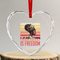 Education Is Freedom Heart Crystal Glass Ornament Retro Black History Month Teacher
