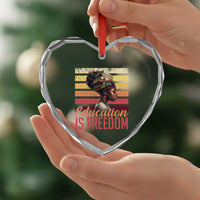 Education Is Freedom Heart Crystal Glass Ornament Retro Black History Month Teacher
