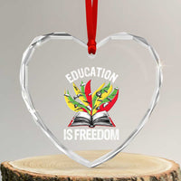 Education Is Freedom Heart Crystal Glass Ornament Teaching Black History Month Books - Wonder Print Shop