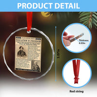 Education Is Freedom Newspaper Crystal Glass Ornament Frederick Douglass Black History Month Gift - Wonder Print Shop