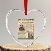Education Is Freedom Newspaper Heart Crystal Glass Ornament Frederick Douglass Black History Month Gift - Wonder Print Shop