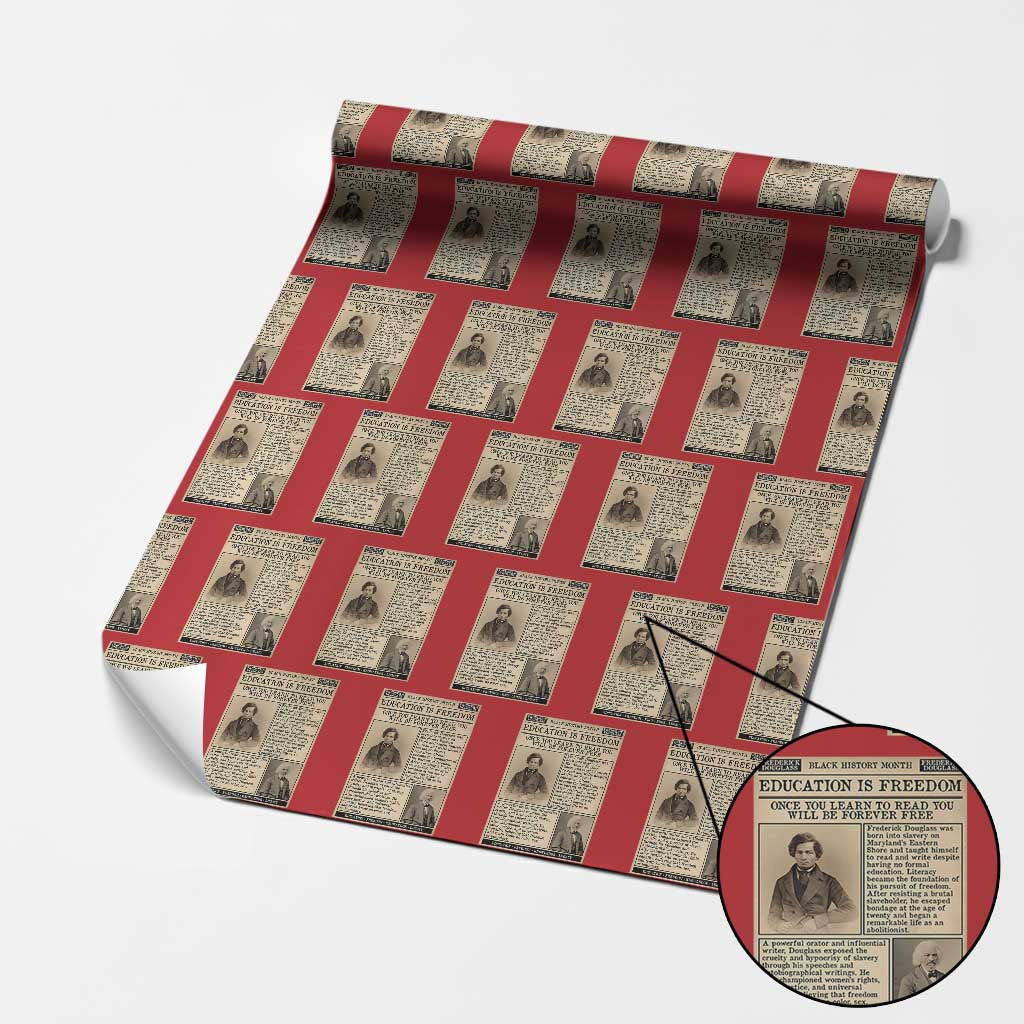 Education Is Freedom Newspaper Wrapping Paper Roll Frederick Douglass Black History Month Gift - Wonder Print Shop