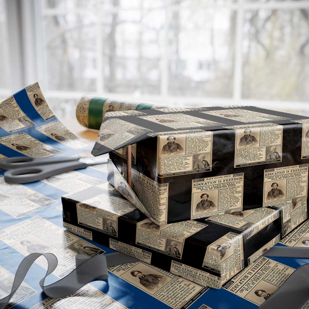 Education Is Freedom Newspaper Wrapping Paper Roll Frederick Douglass Black History Month Gift - Wonder Print Shop