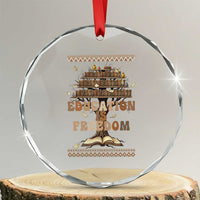 Education Is Freedom Teacher Gift Crystal Glass Ornament Inspirational Africa Map Book Stack - Wonder Print Shop