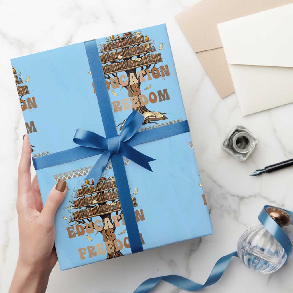 Education Is Freedom Teacher Gift Wrapping Paper Roll Inspirational Africa Map Book Stack - Wonder Print Shop