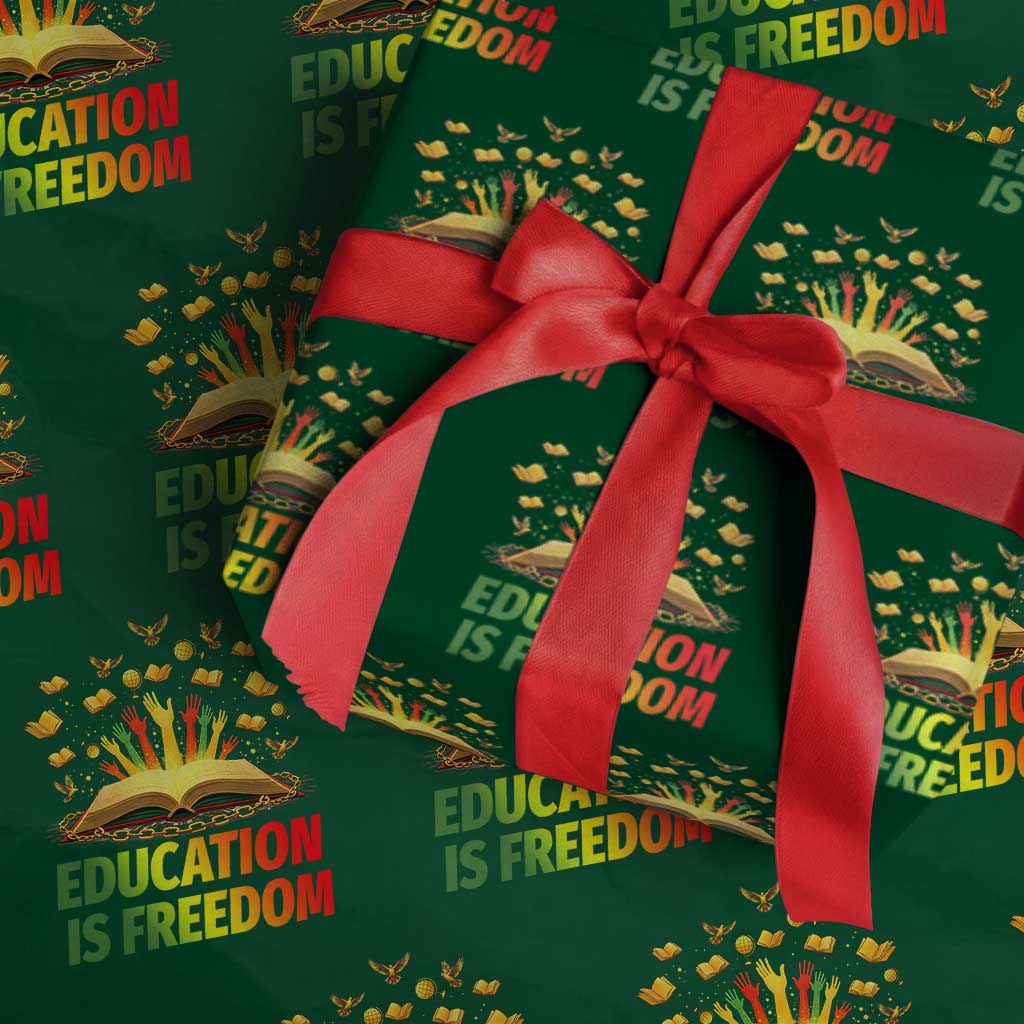 Education Is Freedom Wrapping Paper Roll Black Education Teacher Gift - Wonder Print Shop