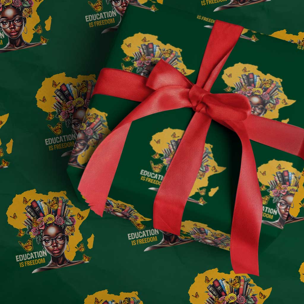 Education Is Freedom Wrapping Paper Roll Black Teacher Books Black History Month - Wonder Print Shop