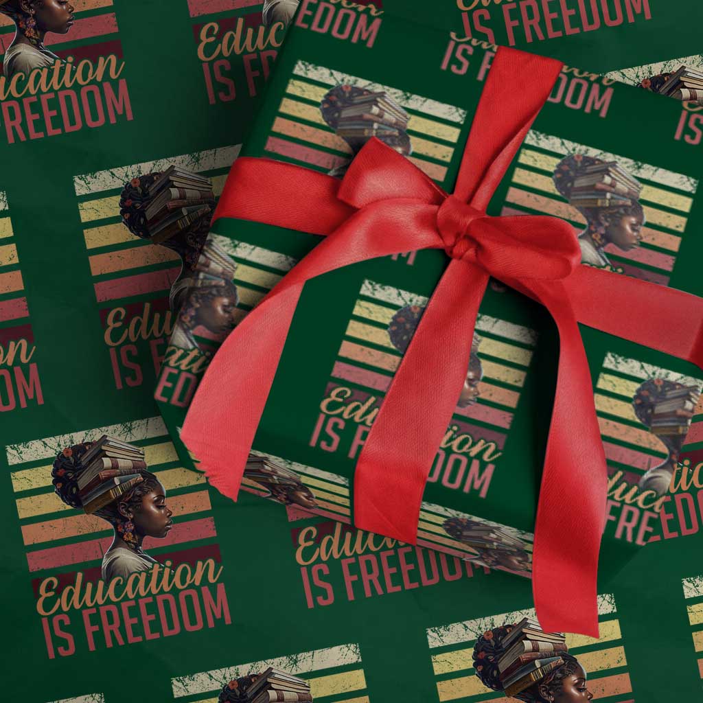 Education Is Freedom Wrapping Paper Roll Retro Black History Month Teacher