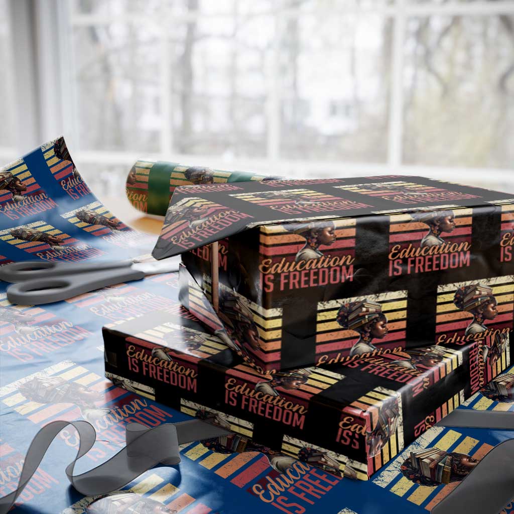 Education Is Freedom Wrapping Paper Roll Retro Black History Month Teacher