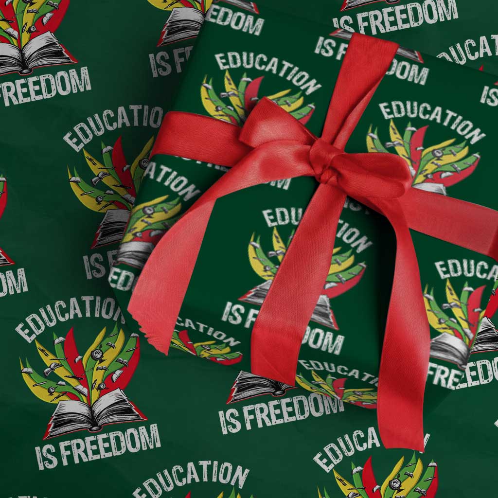 Education Is Freedom Wrapping Paper Roll Teaching Black History Month Books - Wonder Print Shop