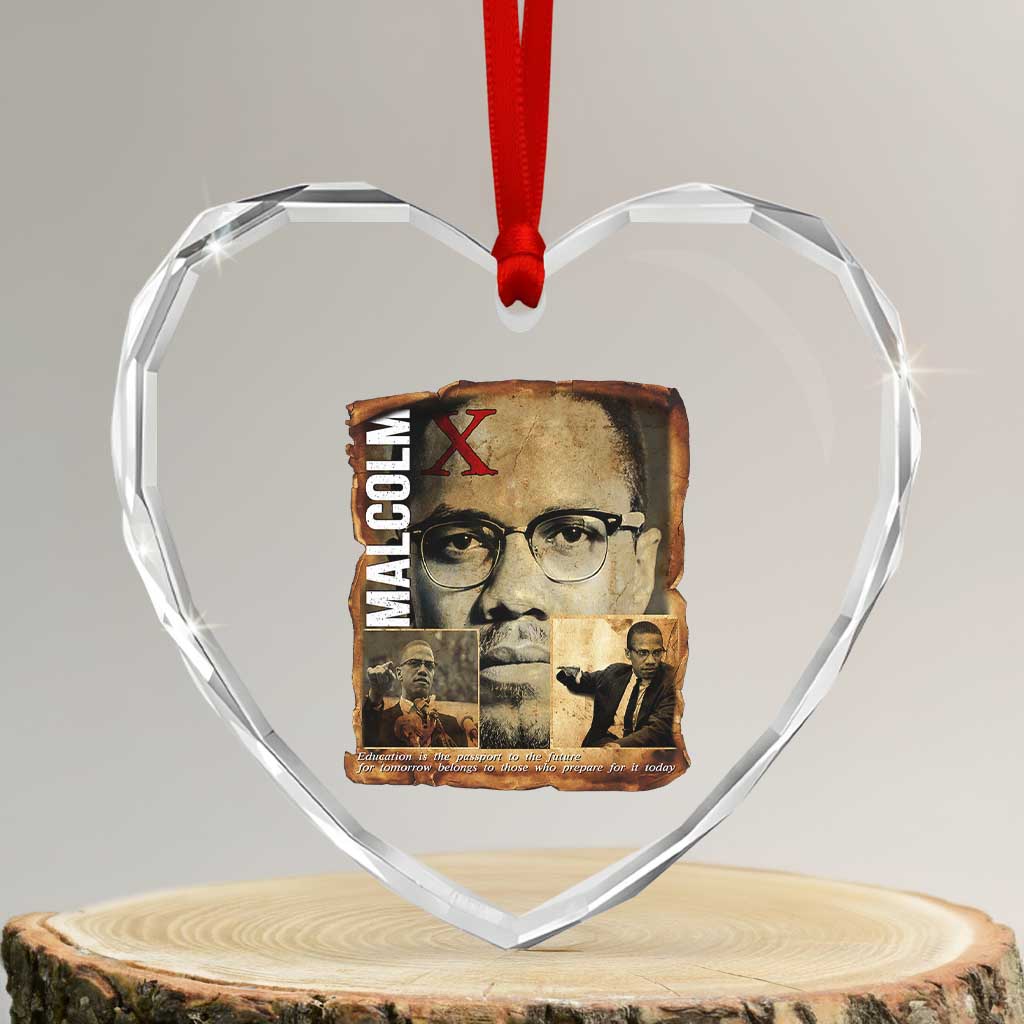 Education Is The Passport To The Future Heart Crystal Glass Ornament Malcolm X Quote - Wonder Print Shop