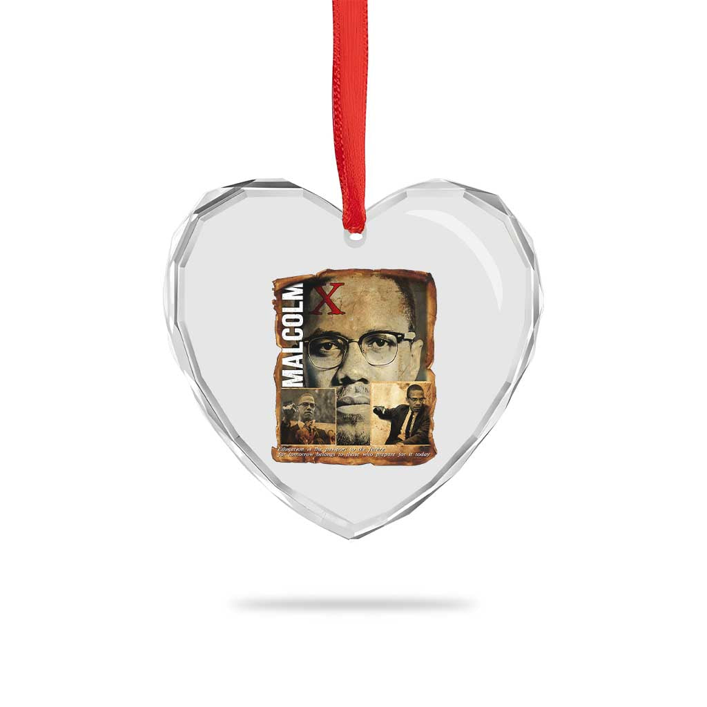Education Is The Passport To The Future Heart Crystal Glass Ornament Malcolm X Quote - Wonder Print Shop