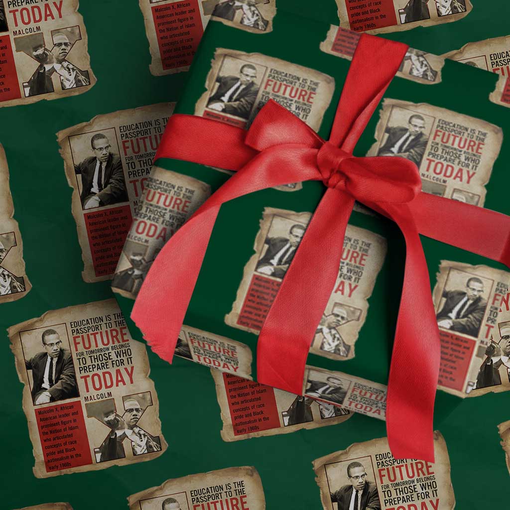 Education Is The Passport To The Future Malcolm X Wisdom Wrapping Paper Roll - Wonder Print Shop