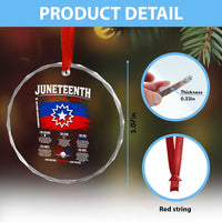 Educational Juneteenth Flag Symbolism Infographic Crystal Glass Ornament Freedom Day June 19 1865 History Meaning