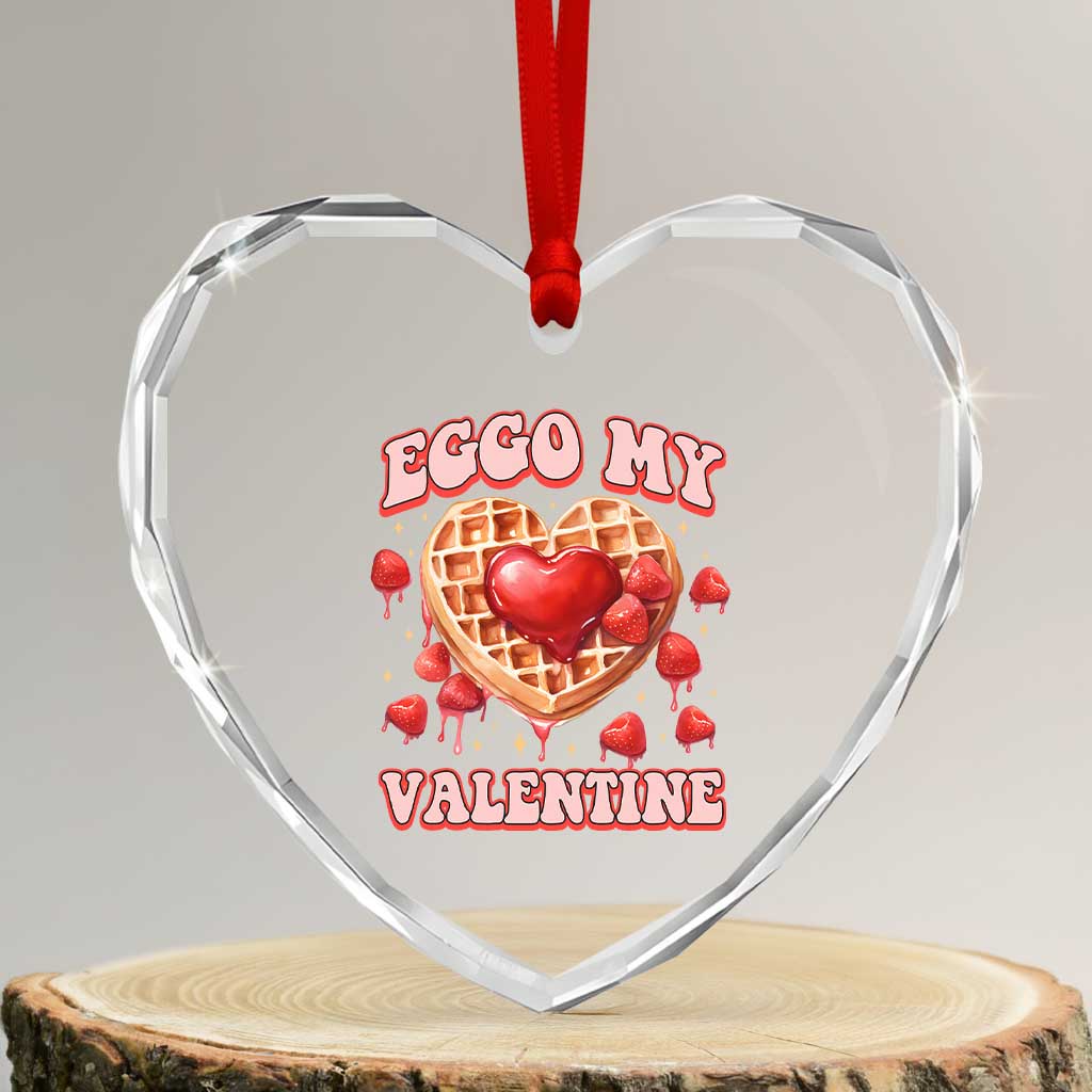 Eggo My Valentine Heart Crystal Glass Ornament Funny Romantic Stranger Valentine's Day