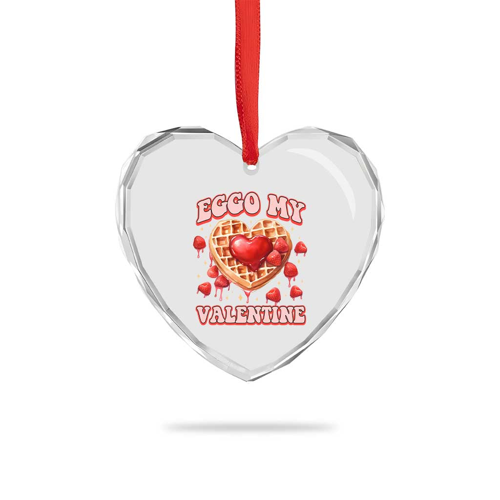 Eggo My Valentine Heart Crystal Glass Ornament Funny Romantic Stranger Valentine's Day