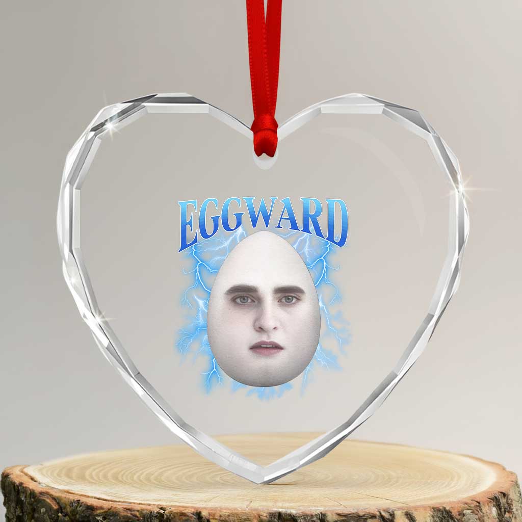 Eggward Heart Crystal Glass Ornament Funny Unhinged Meme Gen Z Humor Bootleg Graphic - Wonder Print Shop